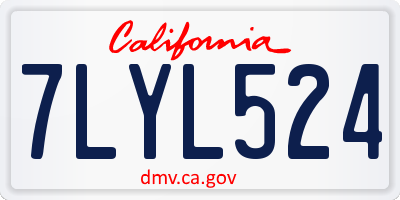 CA license plate 7LYL524
