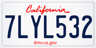 CA license plate 7LYL532