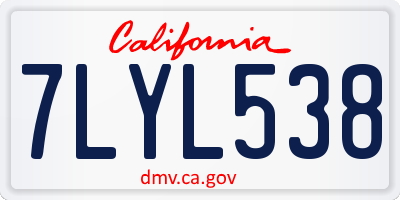 CA license plate 7LYL538