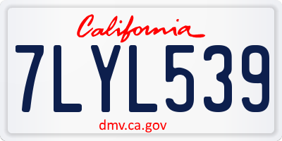 CA license plate 7LYL539
