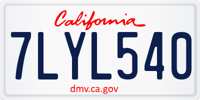 CA license plate 7LYL540