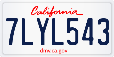 CA license plate 7LYL543