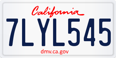 CA license plate 7LYL545