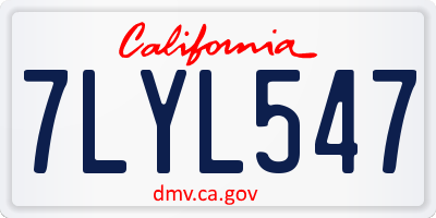 CA license plate 7LYL547