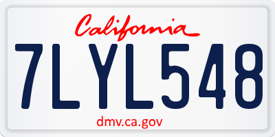 CA license plate 7LYL548