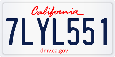 CA license plate 7LYL551