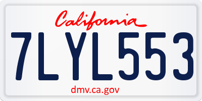 CA license plate 7LYL553