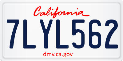CA license plate 7LYL562