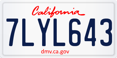 CA license plate 7LYL643