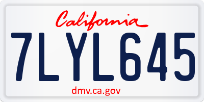 CA license plate 7LYL645