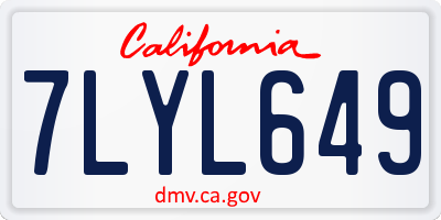 CA license plate 7LYL649