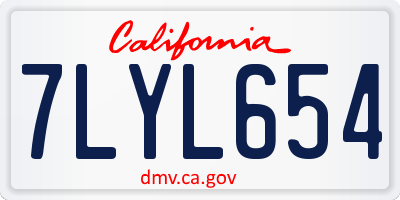 CA license plate 7LYL654