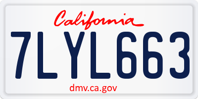 CA license plate 7LYL663
