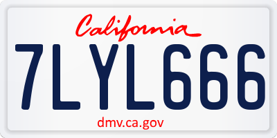 CA license plate 7LYL666