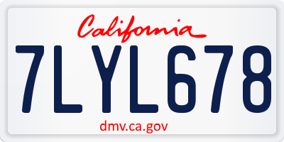 CA license plate 7LYL678
