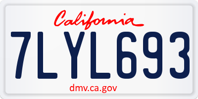 CA license plate 7LYL693