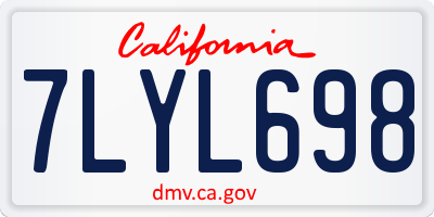 CA license plate 7LYL698
