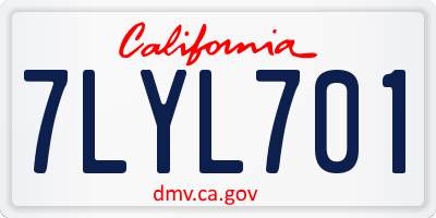 CA license plate 7LYL701