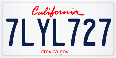 CA license plate 7LYL727