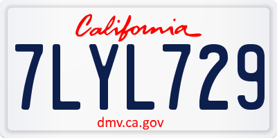 CA license plate 7LYL729