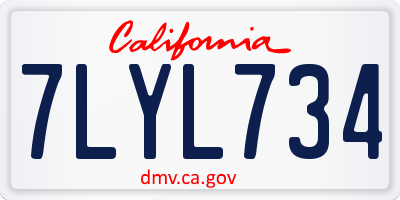 CA license plate 7LYL734