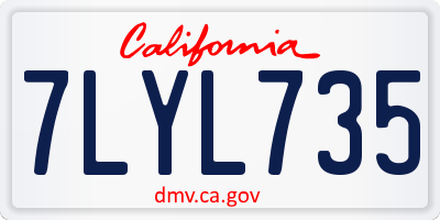 CA license plate 7LYL735