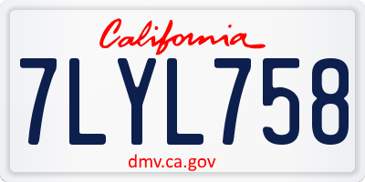 CA license plate 7LYL758