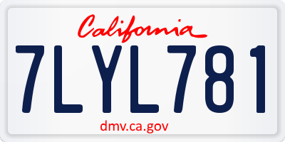 CA license plate 7LYL781