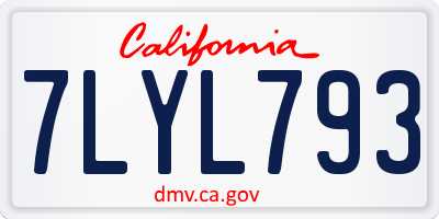 CA license plate 7LYL793