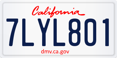 CA license plate 7LYL801
