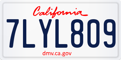 CA license plate 7LYL809