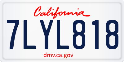 CA license plate 7LYL818