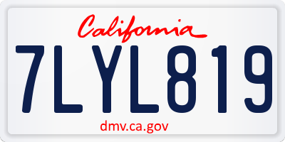 CA license plate 7LYL819