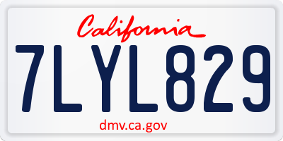 CA license plate 7LYL829