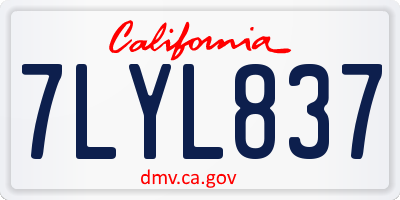 CA license plate 7LYL837