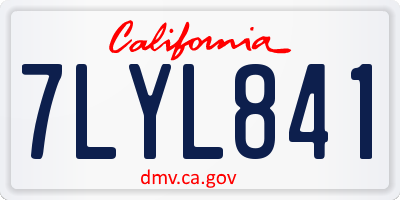 CA license plate 7LYL841