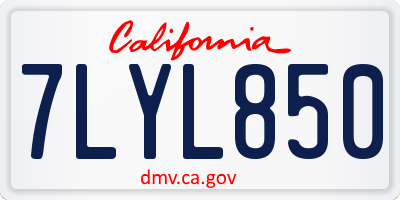 CA license plate 7LYL850