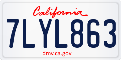 CA license plate 7LYL863