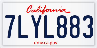 CA license plate 7LYL883