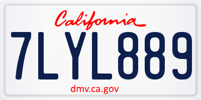 CA license plate 7LYL889