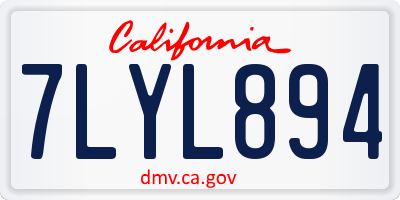 CA license plate 7LYL894