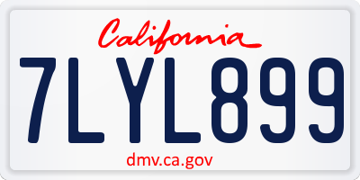 CA license plate 7LYL899