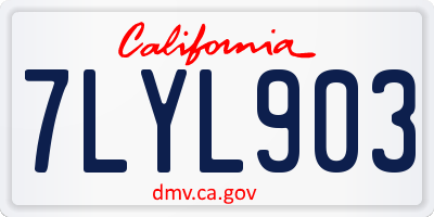 CA license plate 7LYL903