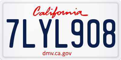 CA license plate 7LYL908