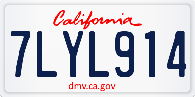 CA license plate 7LYL914