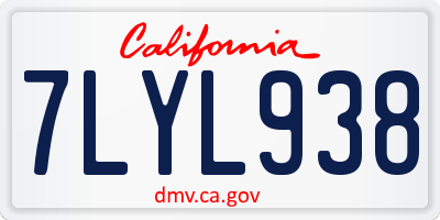 CA license plate 7LYL938