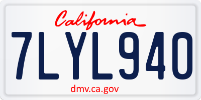 CA license plate 7LYL940