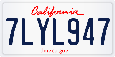 CA license plate 7LYL947