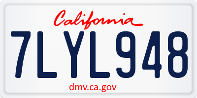 CA license plate 7LYL948