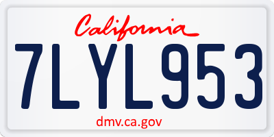 CA license plate 7LYL953
